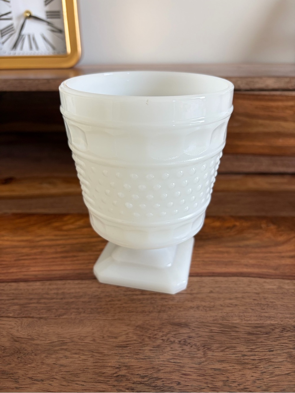 Milk Glass Vase Hobnail Pedestal Planter White Vintage Napco